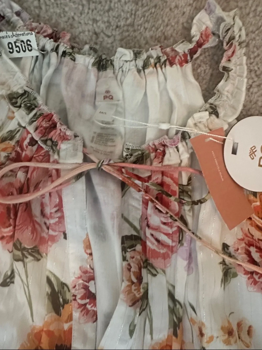 NWT PQ Swim Anthropologie Floral Tiered Maxi Dress Pink - Picture 11 of 15
